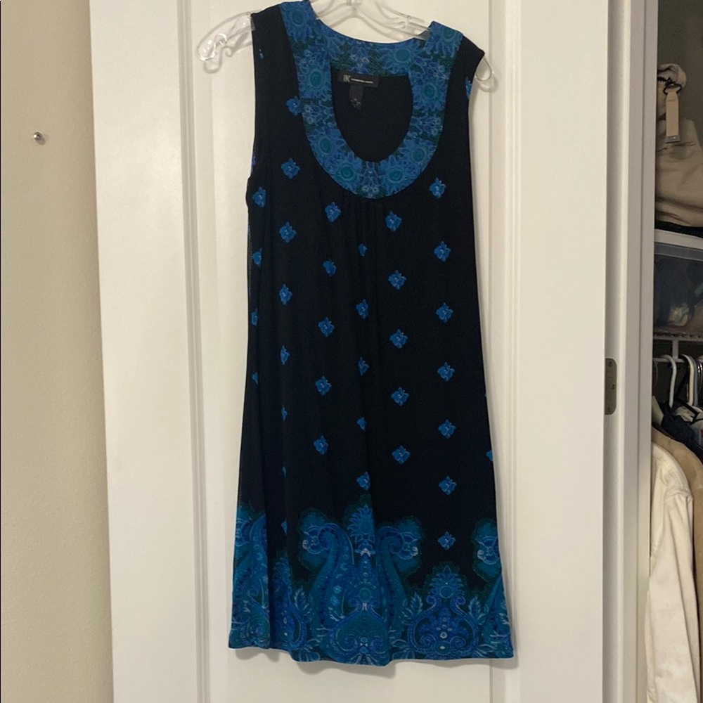 INC International Concepts Blue and Black Paisley Dress